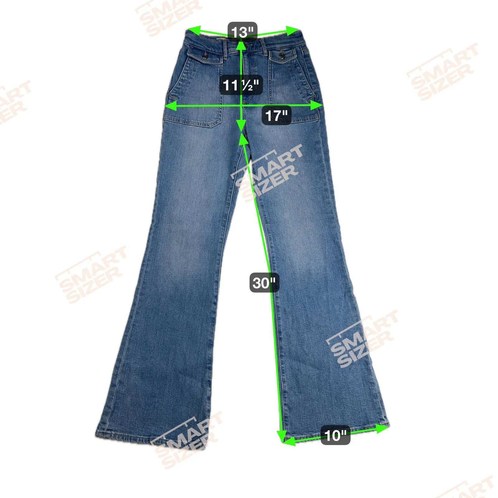 Made and Loved LOFT The Slim Flare Cargo Pocket Jeans High Rise Med Wash Size 27 - Image 5