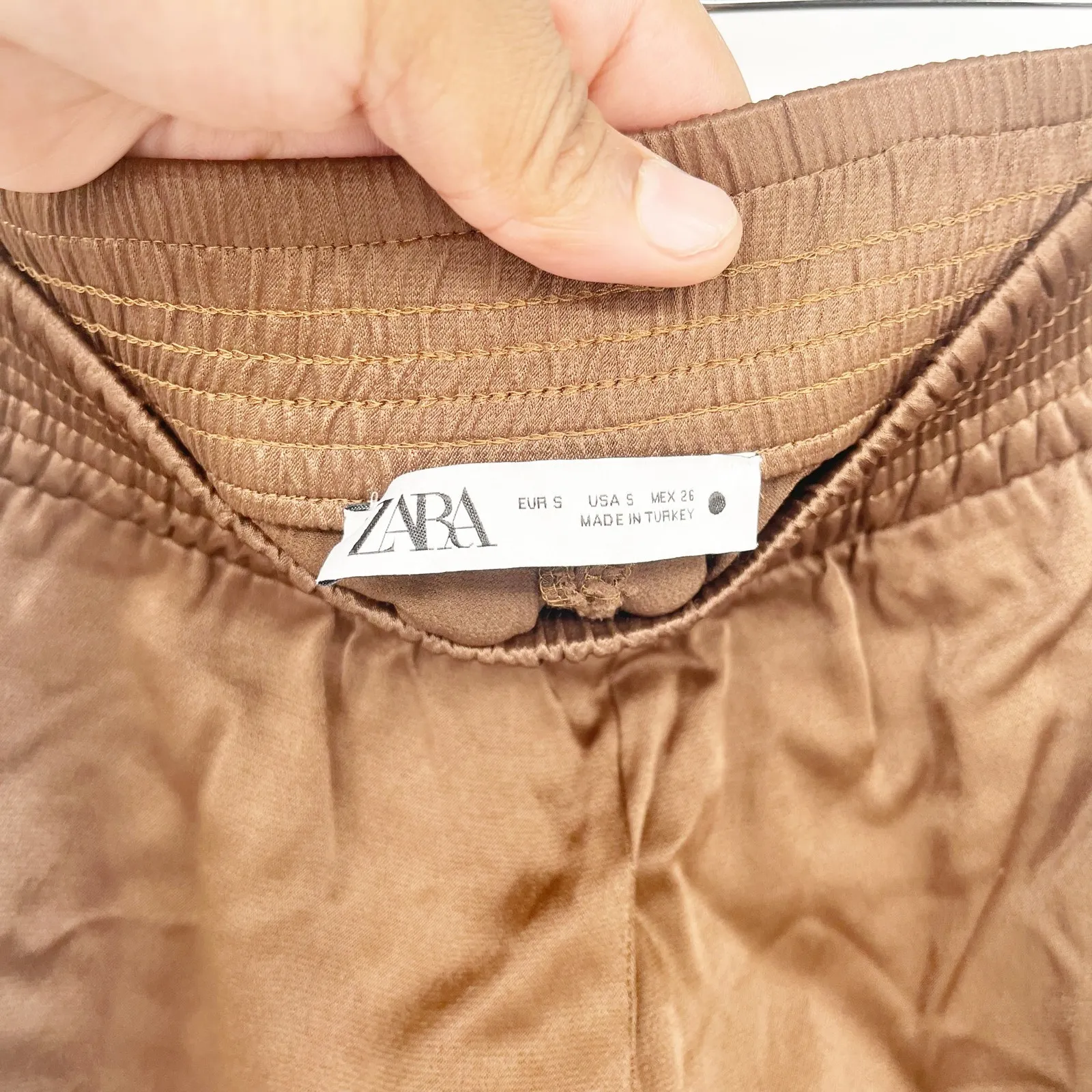 Zara Womens Satin Slinky Pull On High Rise Elastic Waist Jogger‎ Pants Size S - Image 4