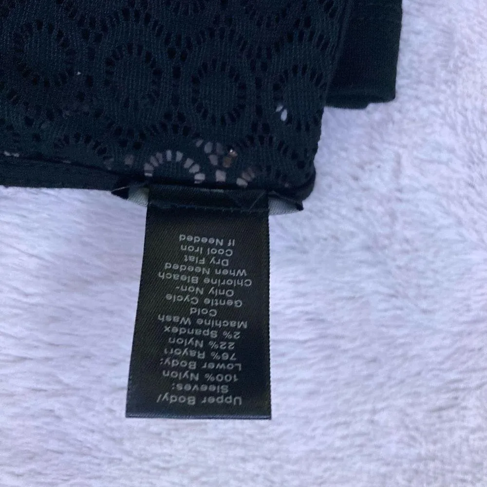 Black Short Sleeve Shirt Top with Lace - Image 6