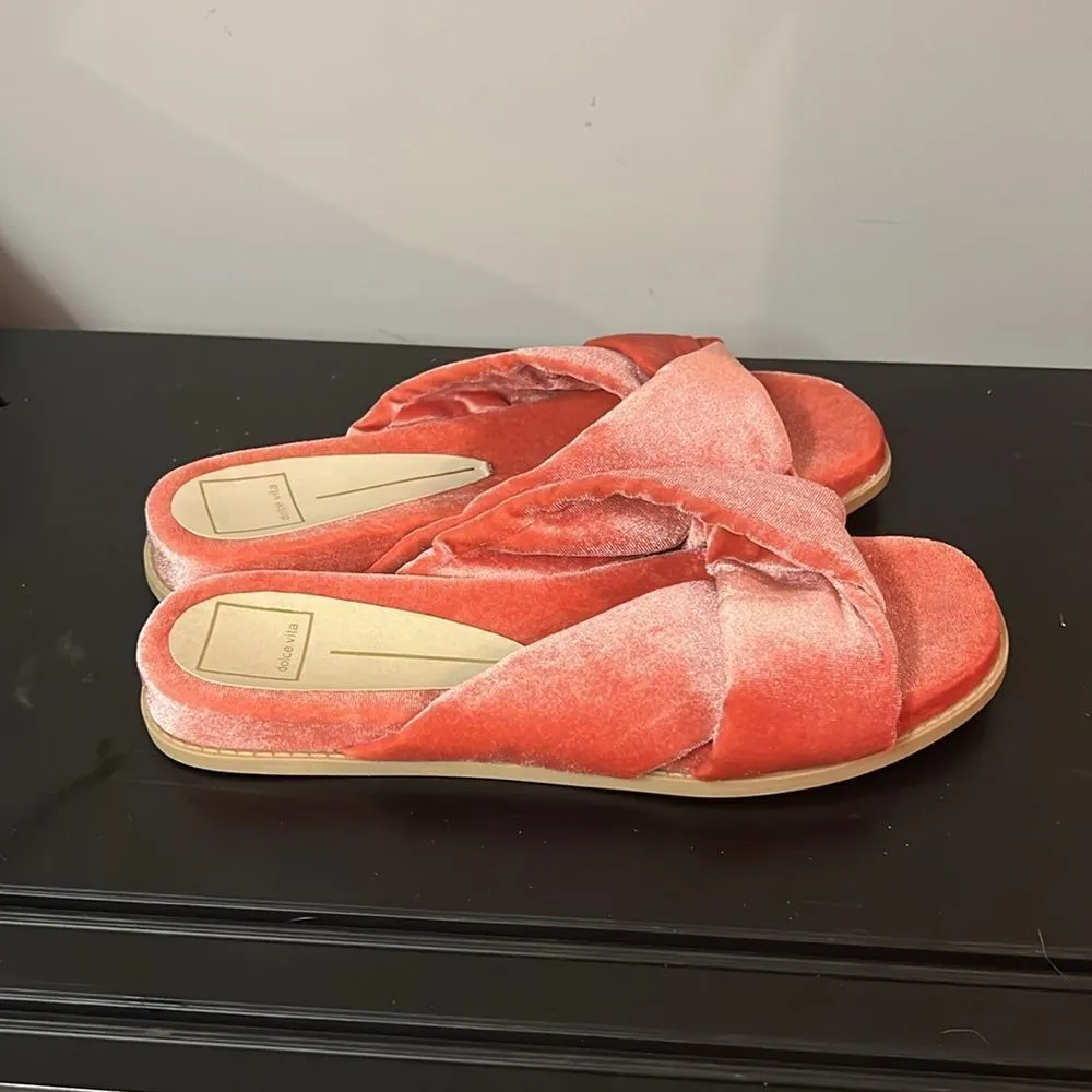 Dolce Vita Garit Knotted Velvet Slipper In Coral Velvet US 10 B57 Pink - Image 8