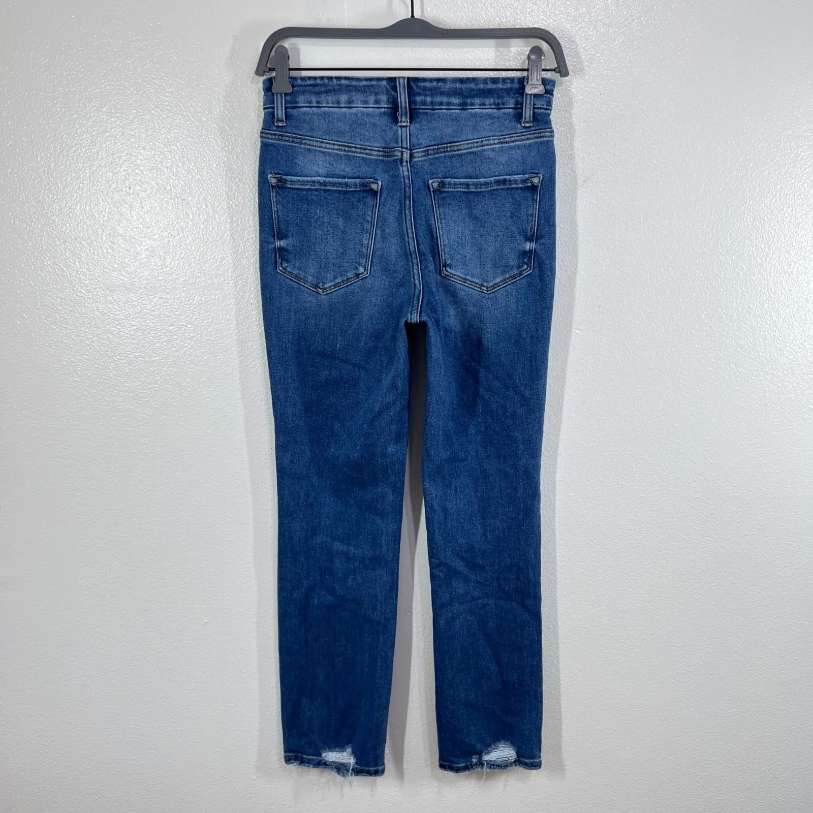 FLYING MONKEY Womens Size‎ 26 Medium Wash High Rise Straight Leg Distressed Hem - Image 3
