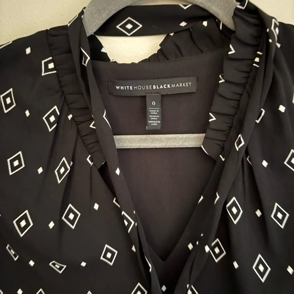 White House Black Market Black Dress with Geometric Pattern - Image 2