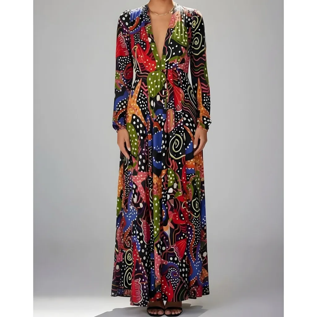 FARM RIO Under The Sea Maxi Dress, Multicolor, XS - Image 7