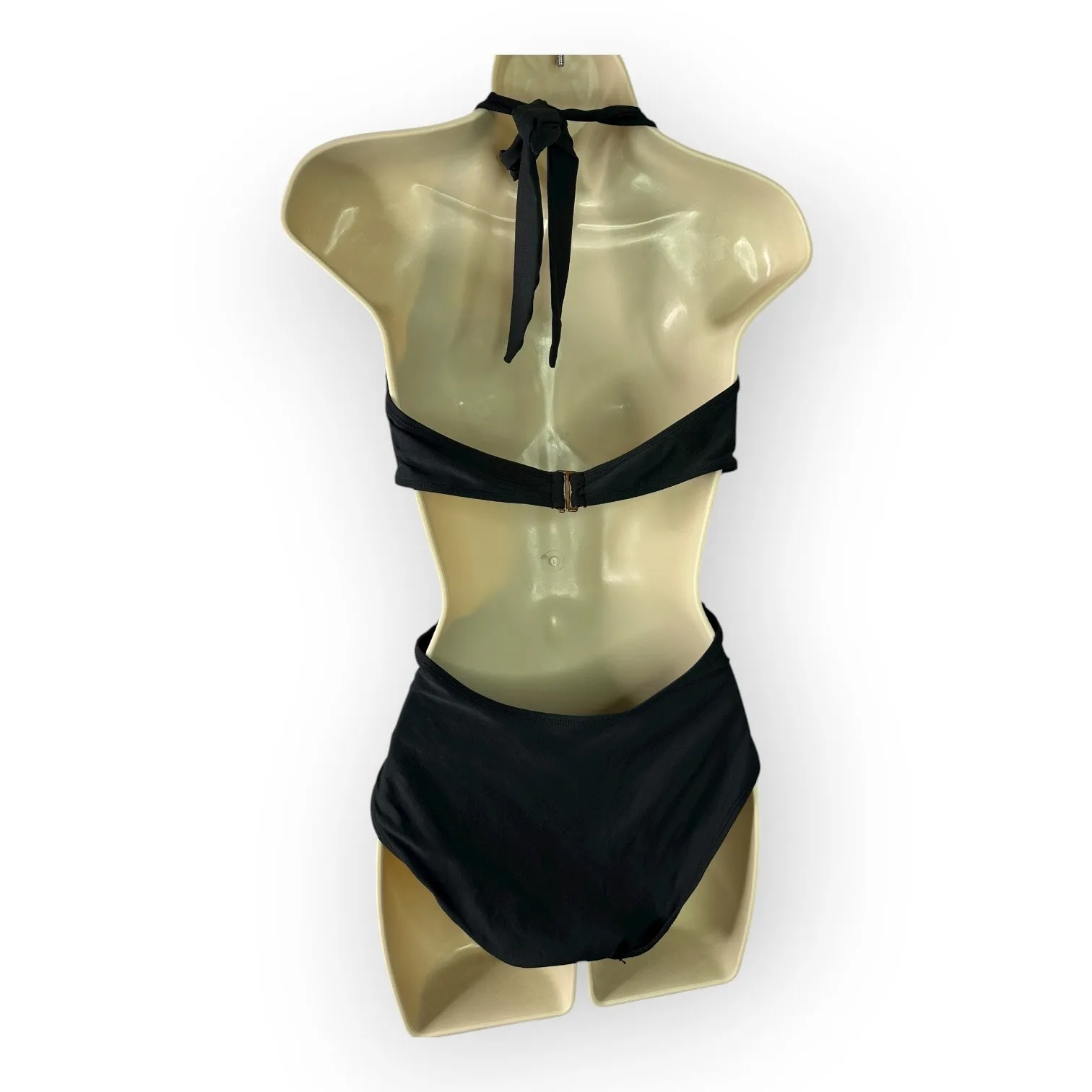 Mermaid Anthro Medium Black Criss Cross Open Back One Piece Bathing Suit Black - Image 2