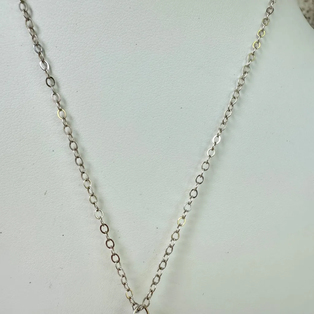 Hand Crafted Sterling Silver Wire Wrapped Dark Blue Stone Bead Necklace - Image 3