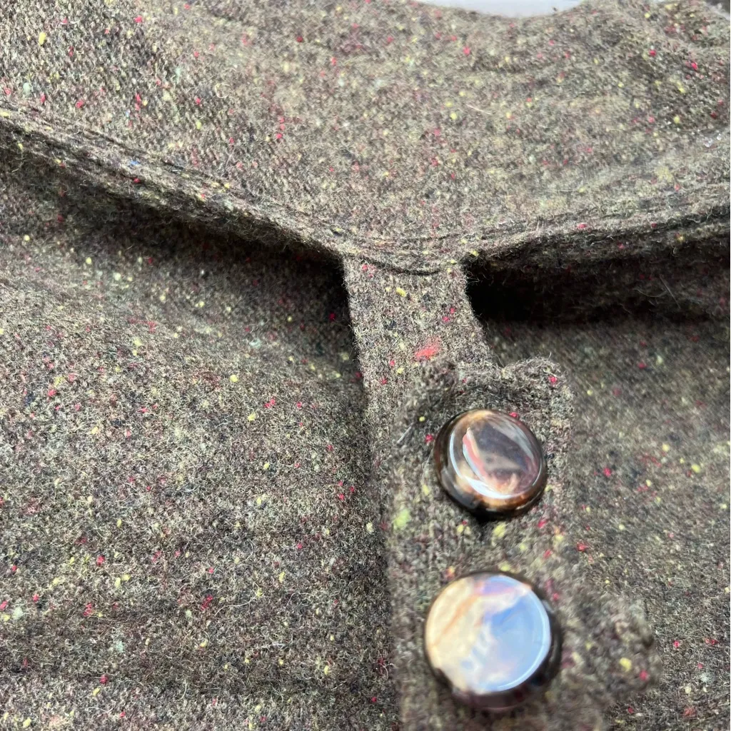 Laureate Lane Anthropologie Green Tweed Knit Sweater Jacket Medium - Image 8