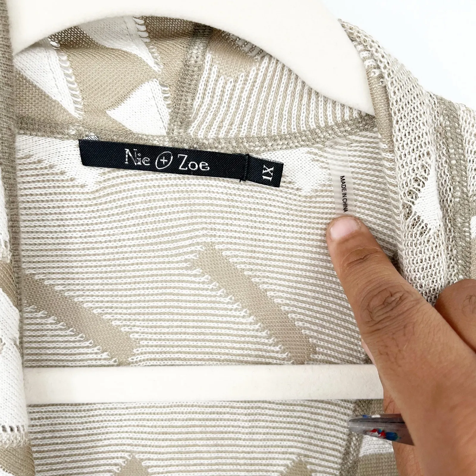 Nic + Zoe Womens Geometric Print Open Front Layered Cardigan Sweater Size 1X‎ - Image 5