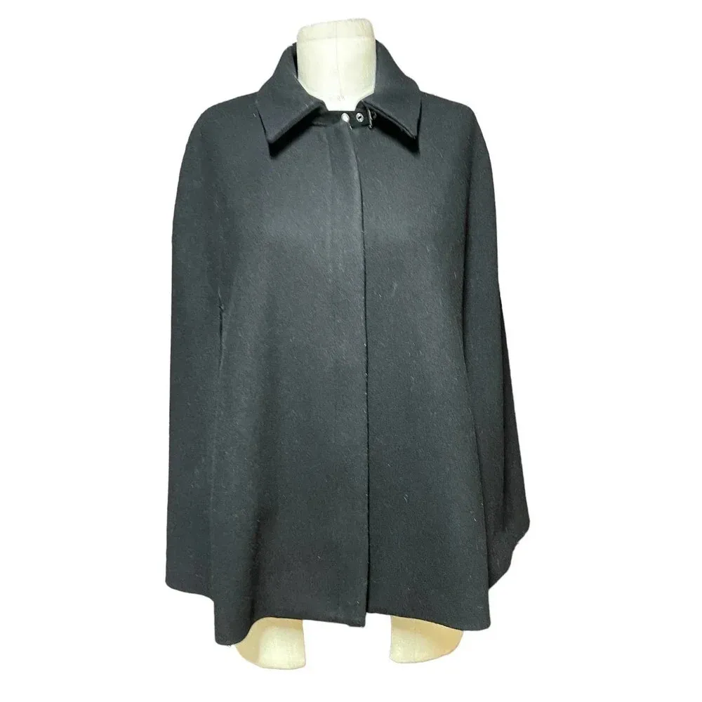 Theory Black Wool Danjio Cape Poncho Jacket Coat Size Large‎ - Image 5