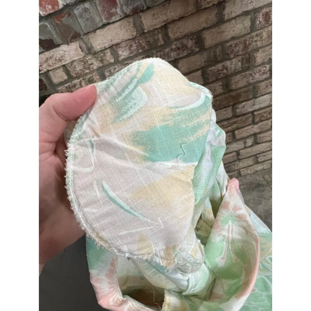 shirt dress pastel puff sleeve shoulder pads cotagecore pink green yellow Size 8 - Image 9