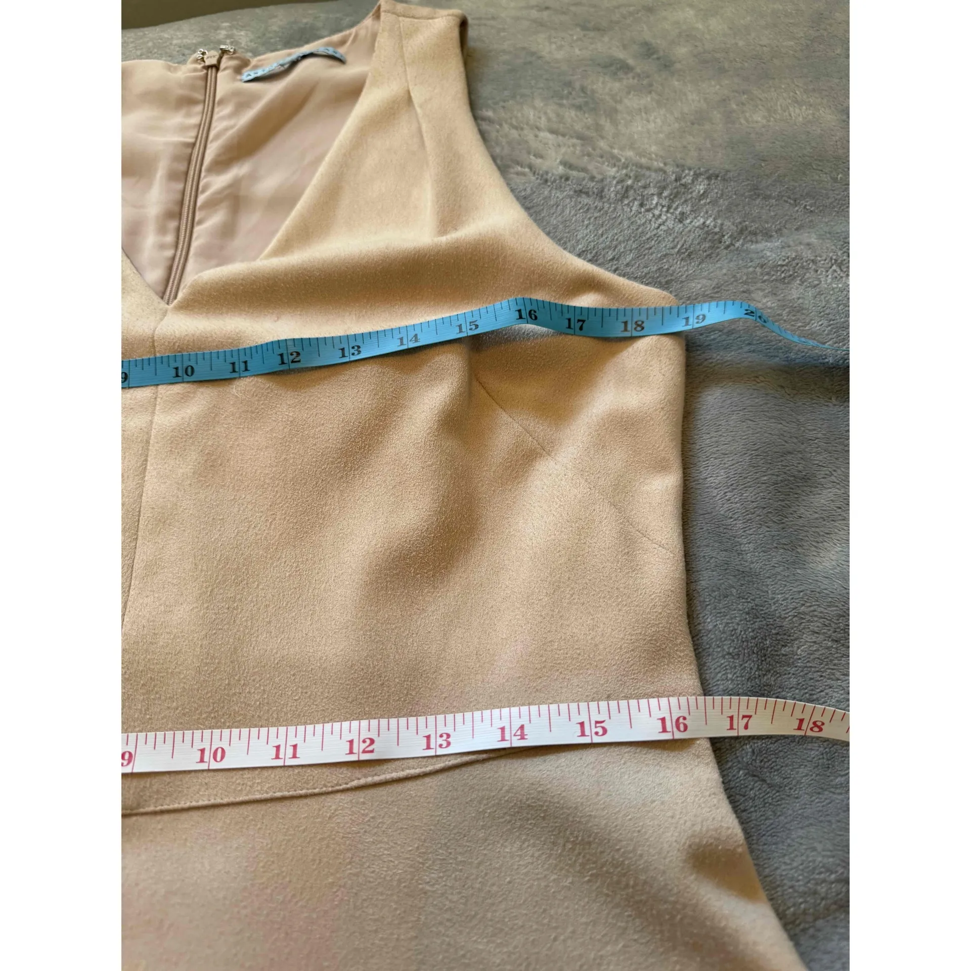 Antonio Melani Camel Faux Suede Sleeveless Midi Dress with Lining‎ - Image 8