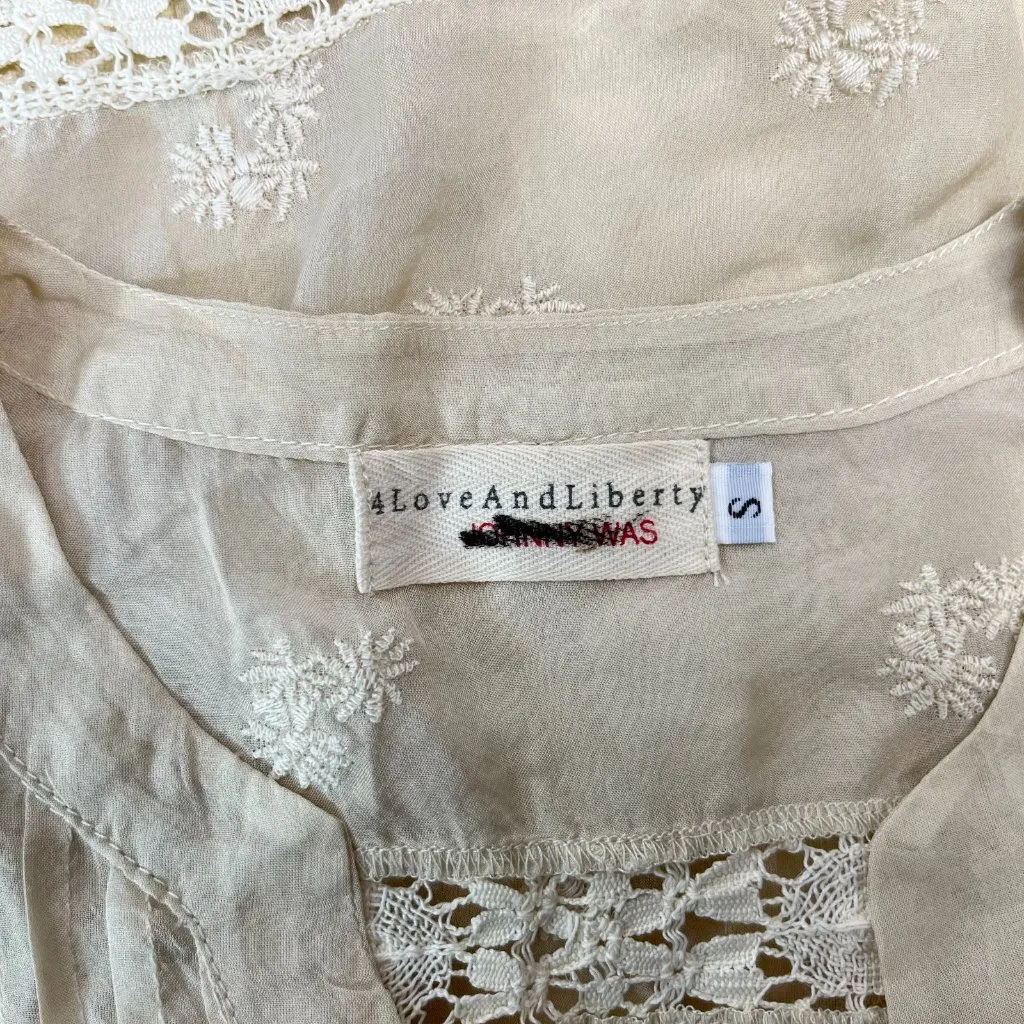 NWOT Johnny Was 4 Love And Liberty Silk Floral Embroidered SHIRT Blouse Sz S - Image 9