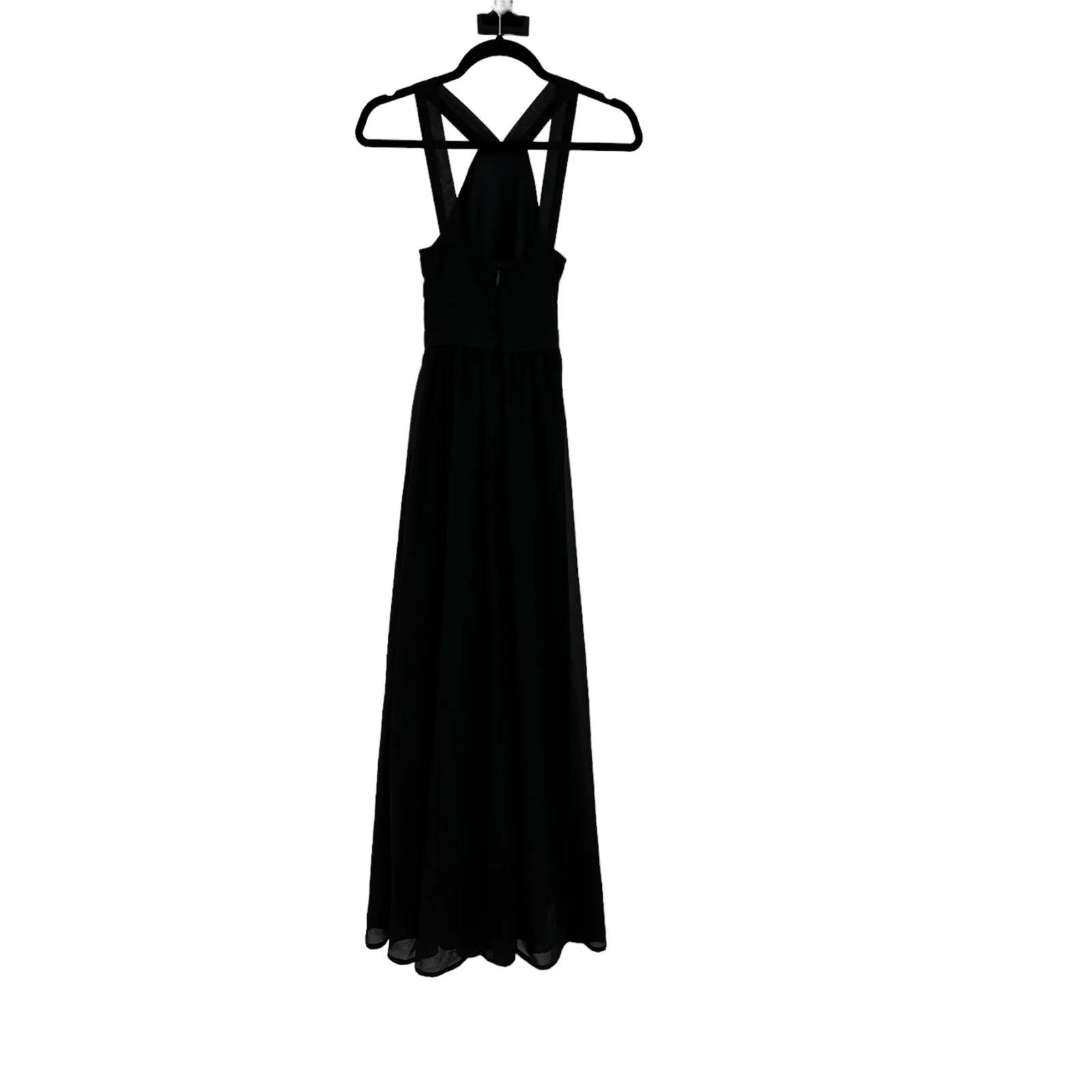 Lulus Dress Womens XS Air Of Romance Maxi Gown Black Sleeveless Halter Evening - Image 7