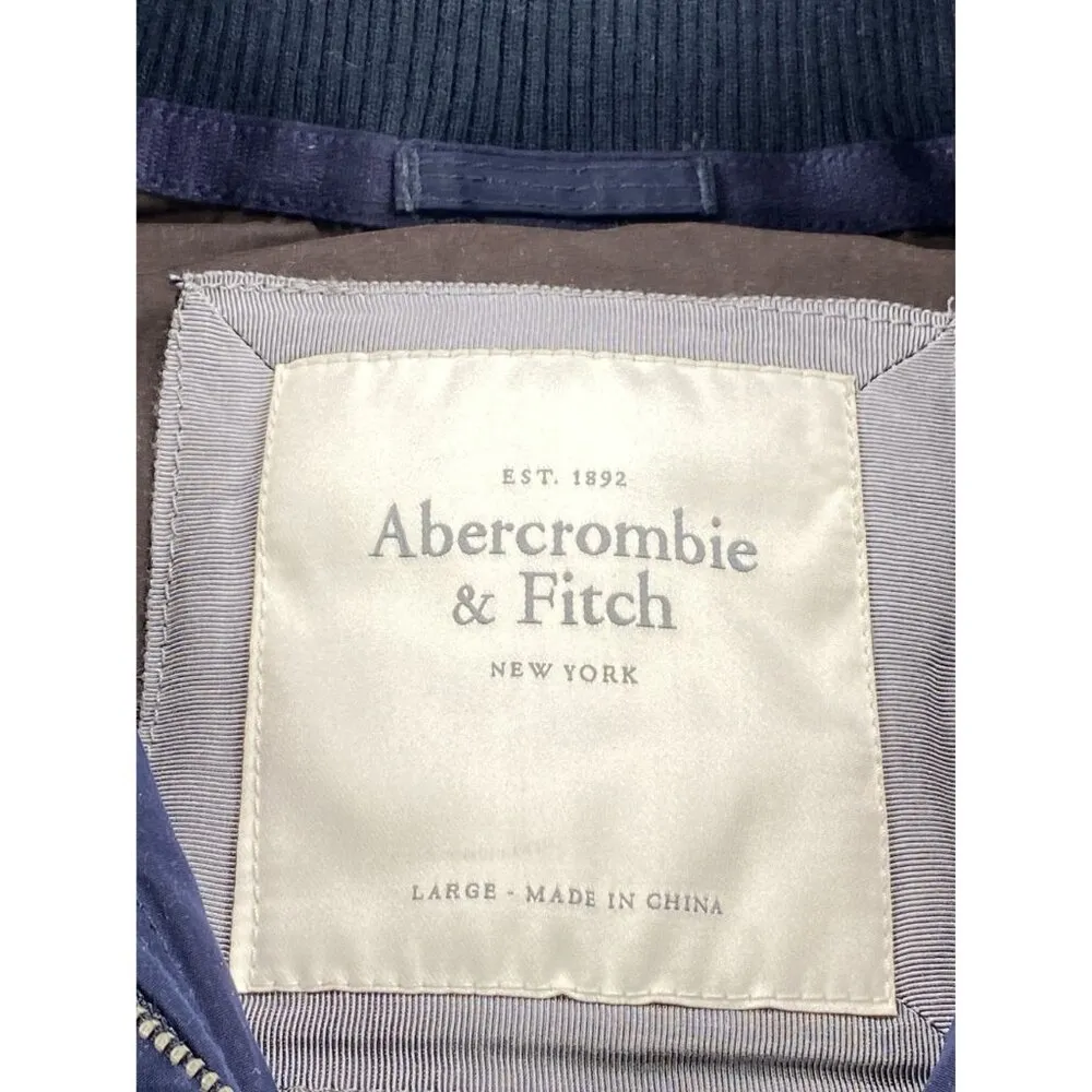 Abercrombie & Fitch Puffer Vest Hood Womens Large Navy Blue - Image 3