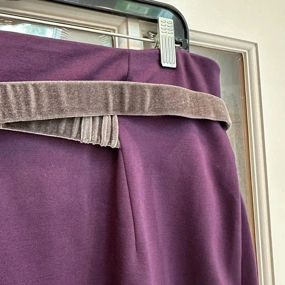 Anthropologie Girls From Savoy Purple Violet Pencil Skirt Velvet Belt Size 4 - Image 6