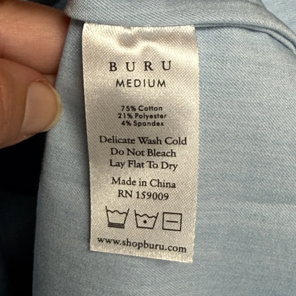 BURU Mel Denim Chambray PJ Blouse Blue Size M - Image 10