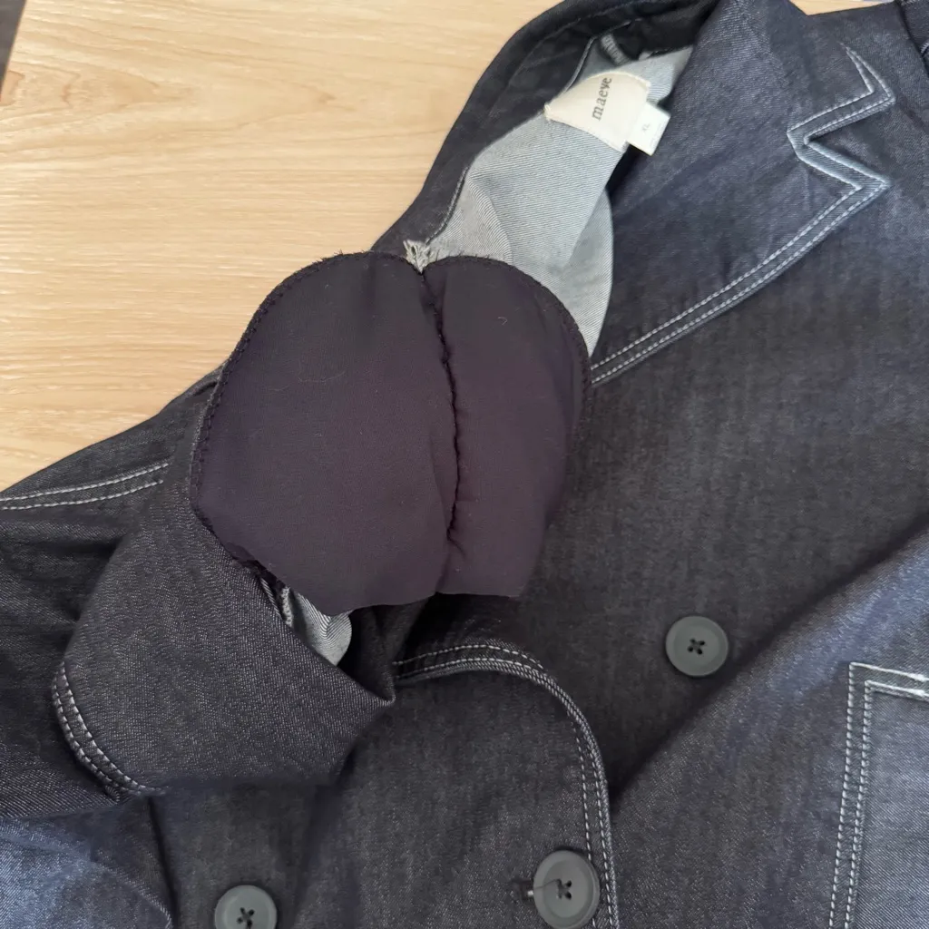 Anthropologie Maeve XL Boxy Rinsed Denim Blazer Dark Wash Fall Office Career - Image 7