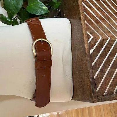 Forever‎ 21 Brown Braided Woven Belt Gold Buckle Womens S/M 2" Wide 40" length - Image 5