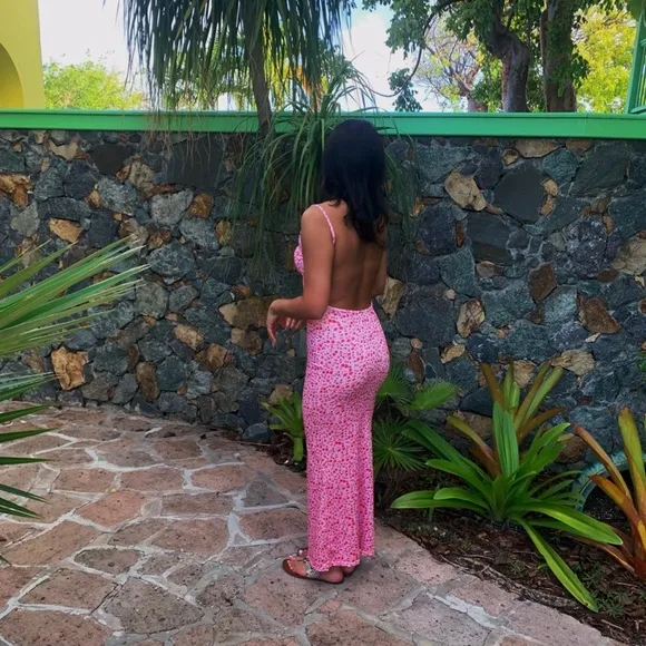 Pink floral maxi dress - Image 2