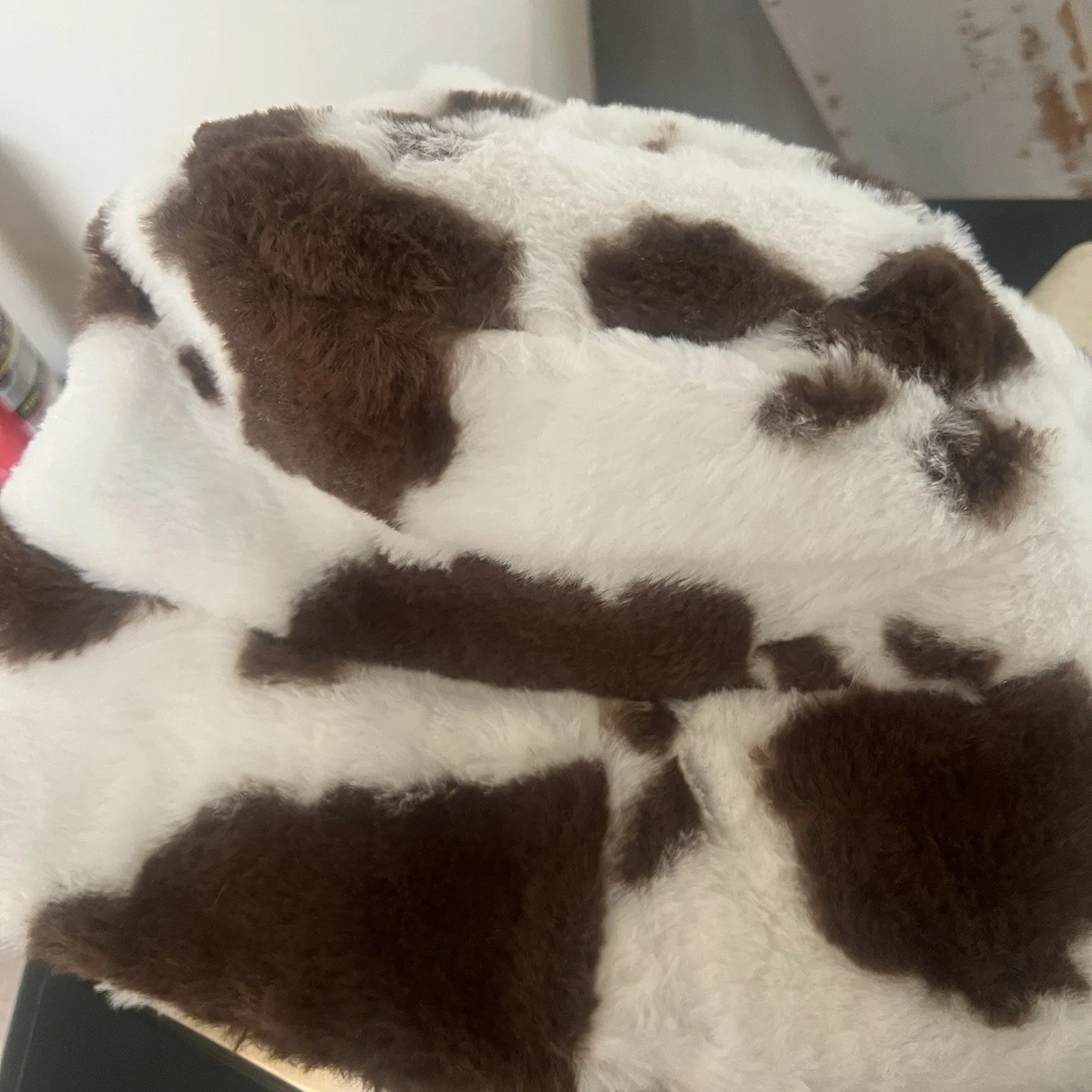 Faux Fur Cow Print Bucket Hat Brown NWOT Boutique Western Coastal Cowgirl - Image 4