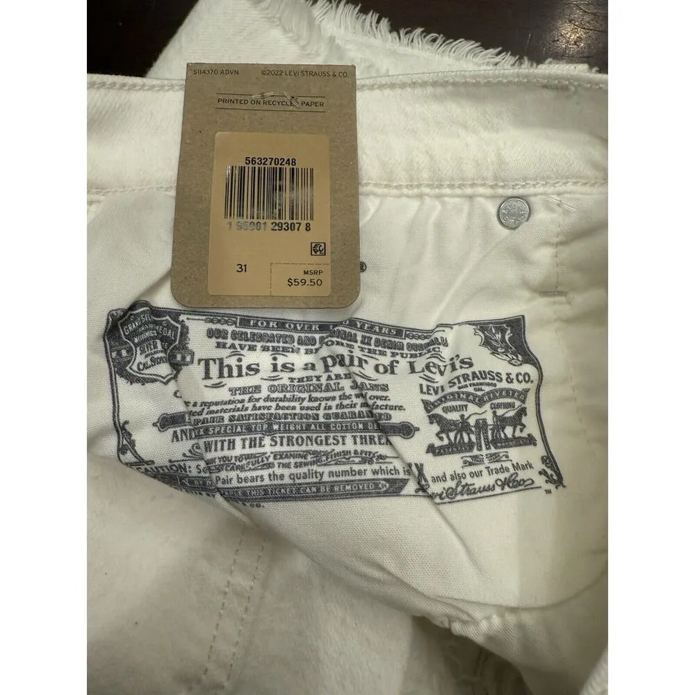 Levi’s 501® Original Fit High Rise Womens Shorts Sz 31 White Raw Frayed Hem NWT - Image 6