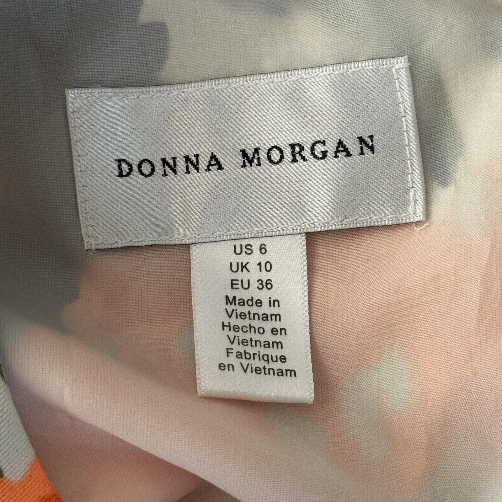 Donna Morgan Dress Women 6 Navy Orange Floral Flower Fit & Flare Colorful Preppy - Image 7