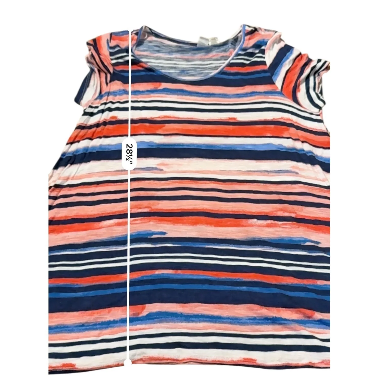 Artisan NY Striped Tunic Top Women's 1X Red Blue Short Sleeve Flowy - Image 4