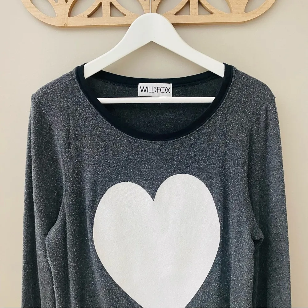 Wildfox Pullover Glitter Heart Sweater Black/White Sz Small - Image 2