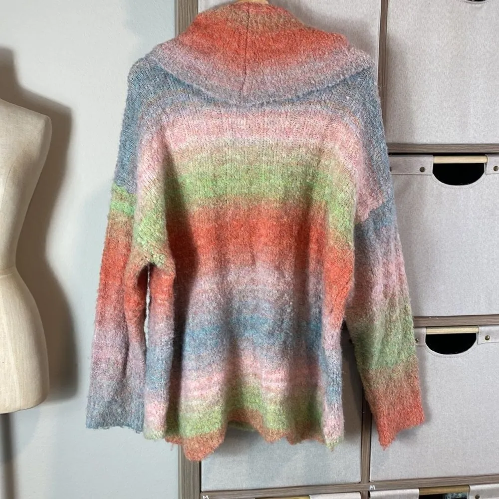 MACARON pastel rainbow wool blend cowl neck Pink Size L - Image 4