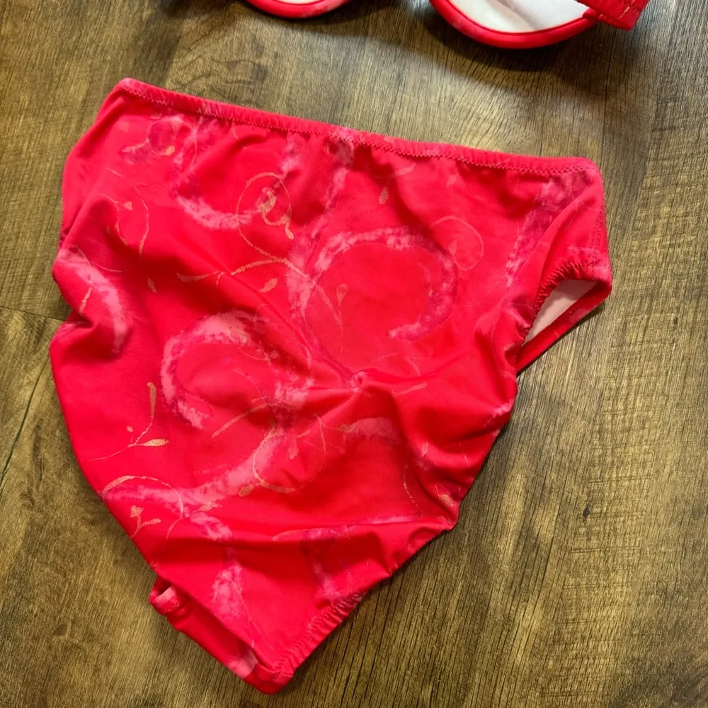 Tara Grinna Womens Bikini Set Sz 10 / 36B/C Red Gold High Cut - Image 9