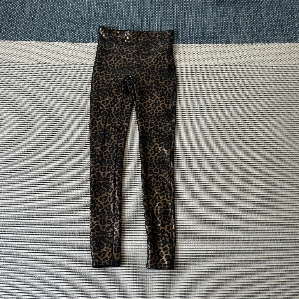 SPANX Faux Leather Animal Print Leggings in Leopard Shine- XS - Image 6
