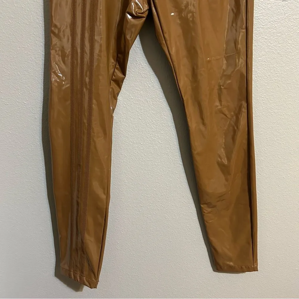 Adidas x Ivy Park brown embroidered latex pants women’s size small - Image 5
