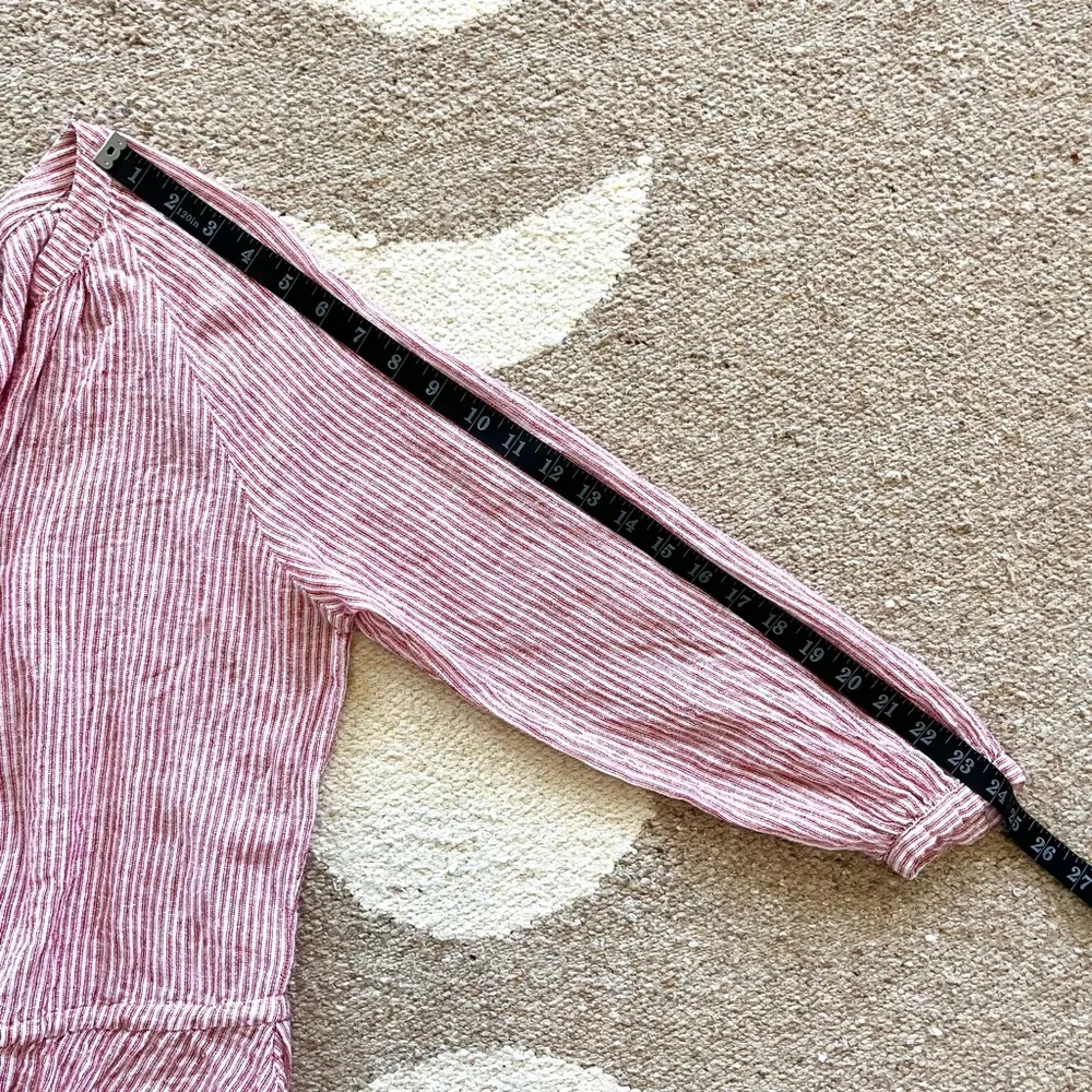 Rails Marti Scarlet Stripe Button Front Linen Blend Blouse Small - Image 10