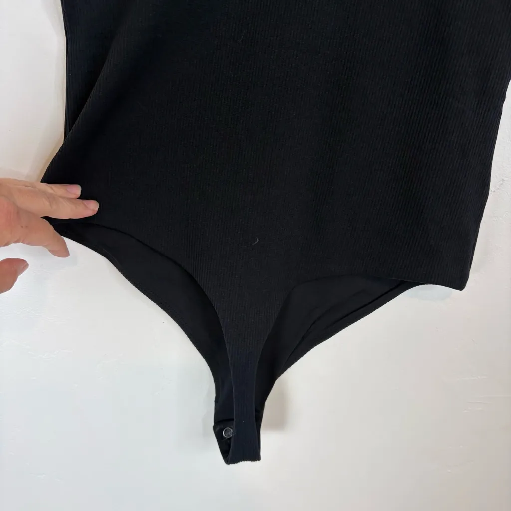 Nuuds Seamless Ribbed Black Tank Bodysuit Small - Image 3