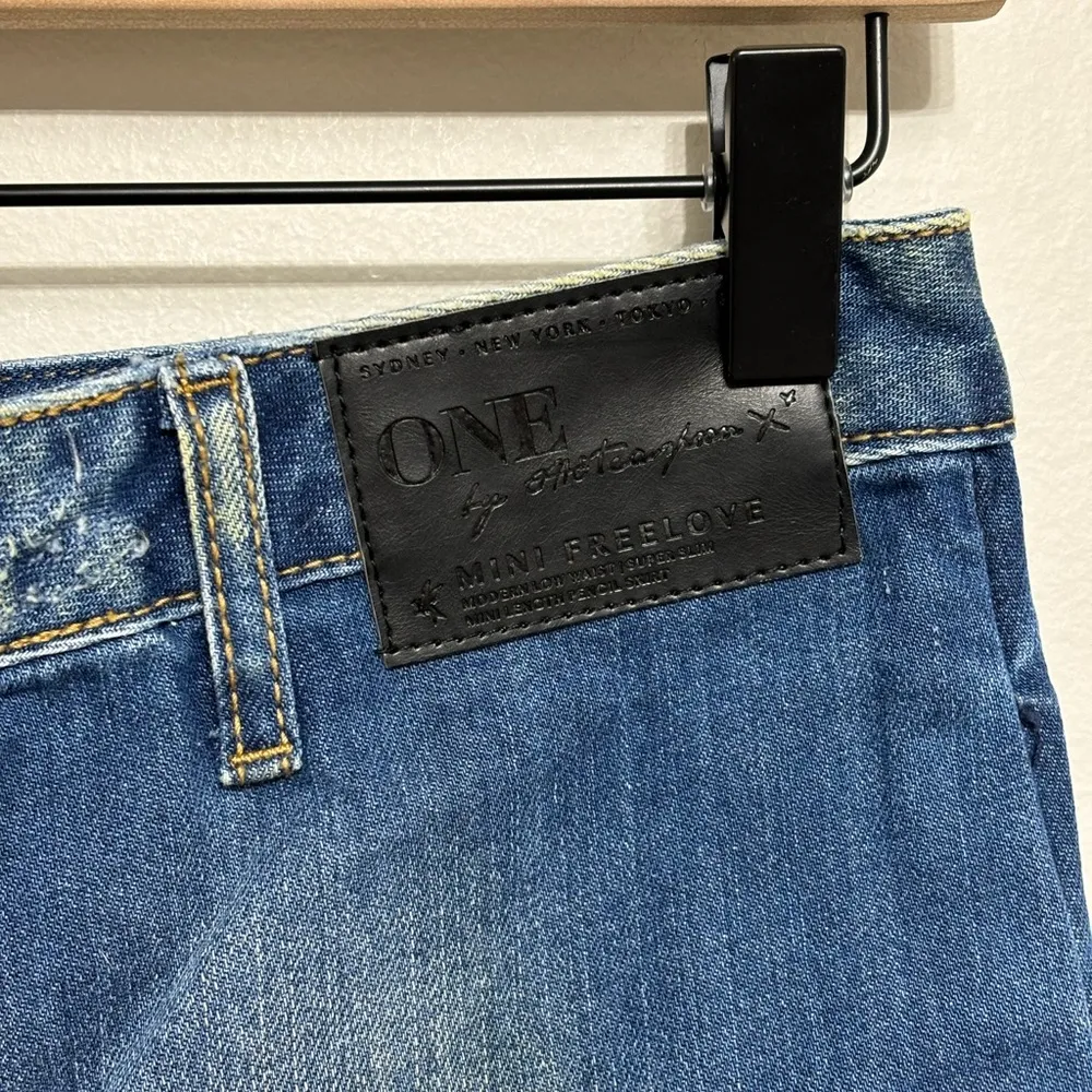 NWT One x One Teaspoon Cult Mini Free Love Denim Skirt - Size 22 - Image 6