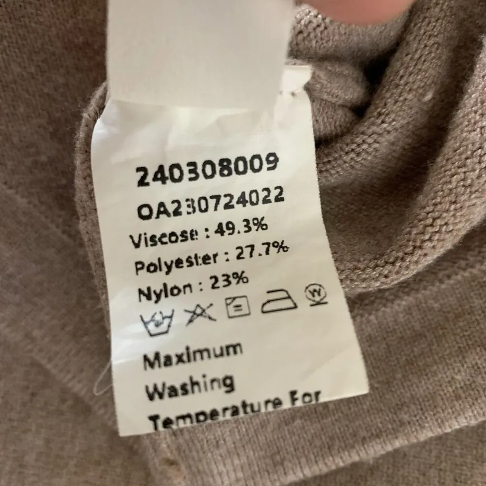 Commense Taupe Collared Knit Pullover Sweater Cozy Minimalist Small Brown - Image 4