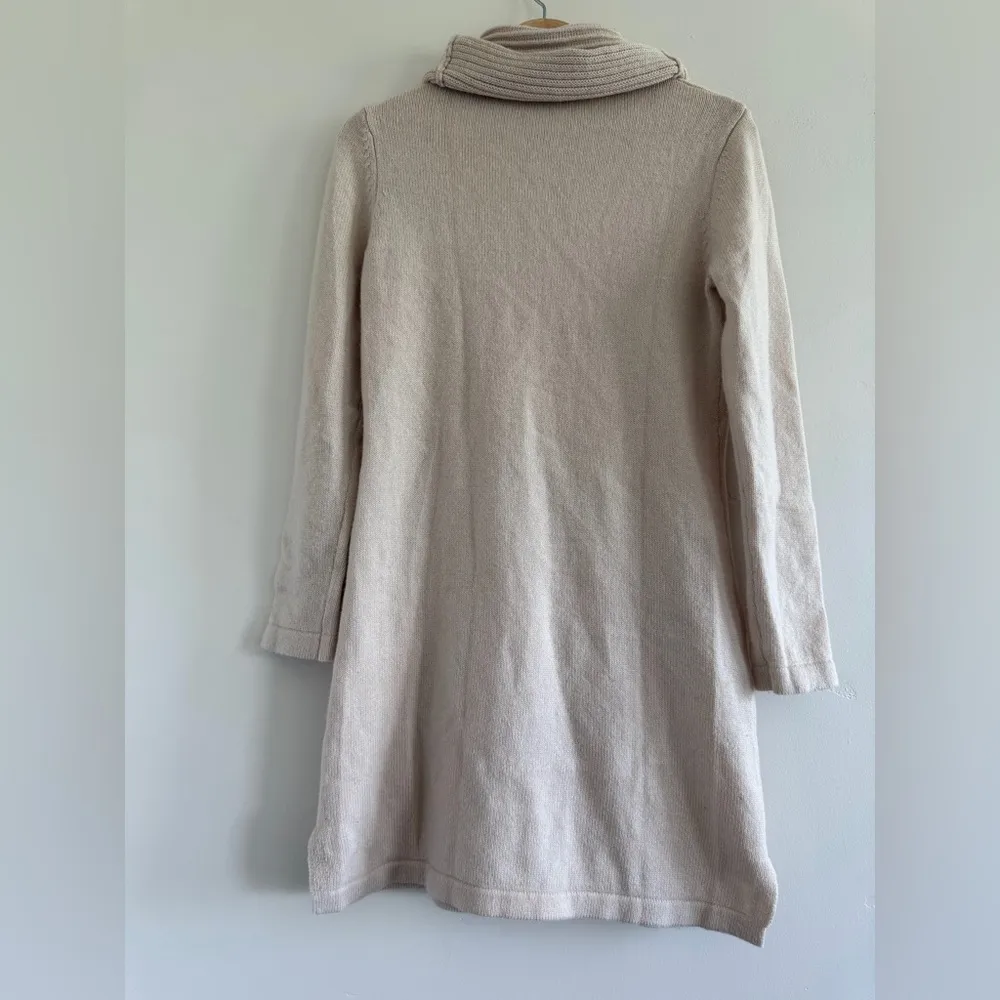 Sail to Sable Cream cowl neck classic wool cashmere tunic sweater Knit Dress S - Image 4