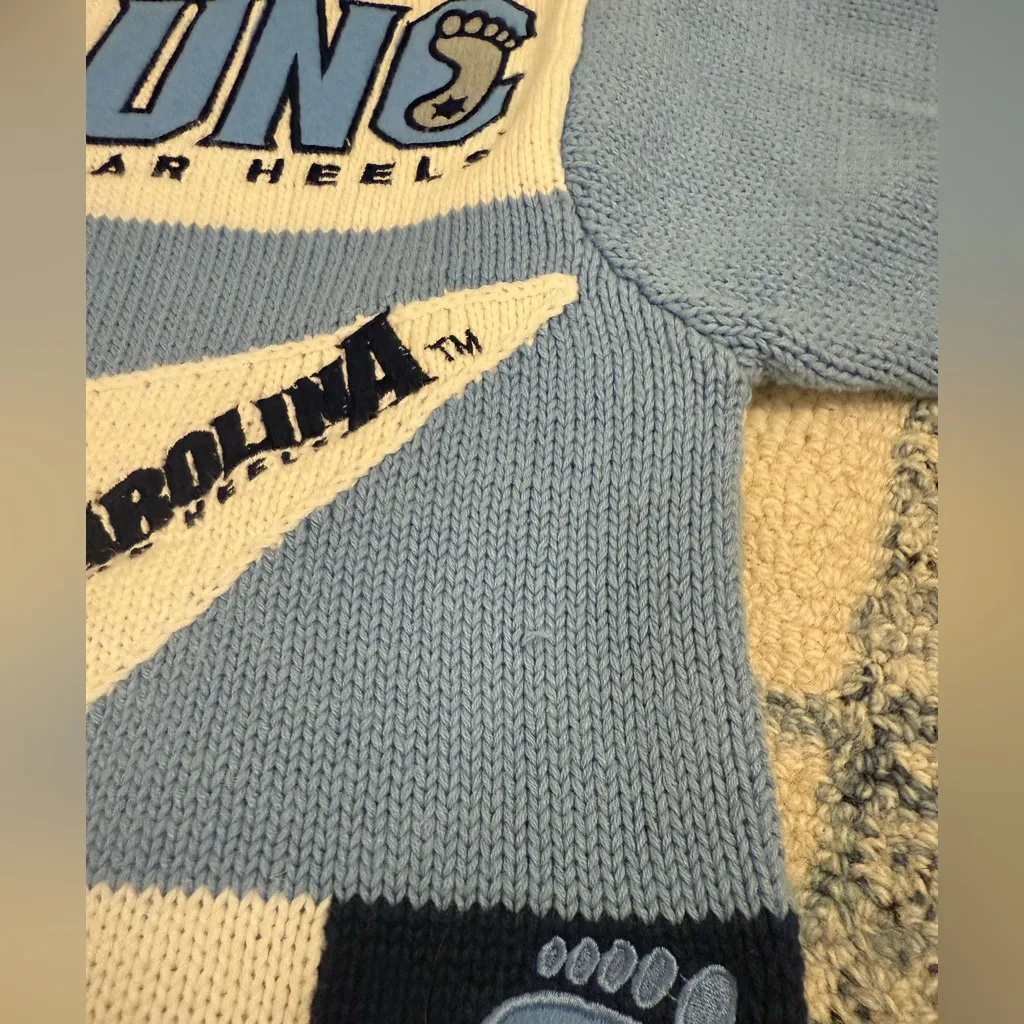 Vtg NCAA UNC University North Carolina Ugly Cardigan Sweater Chapel Hill Size M Blue Size M - Image 11