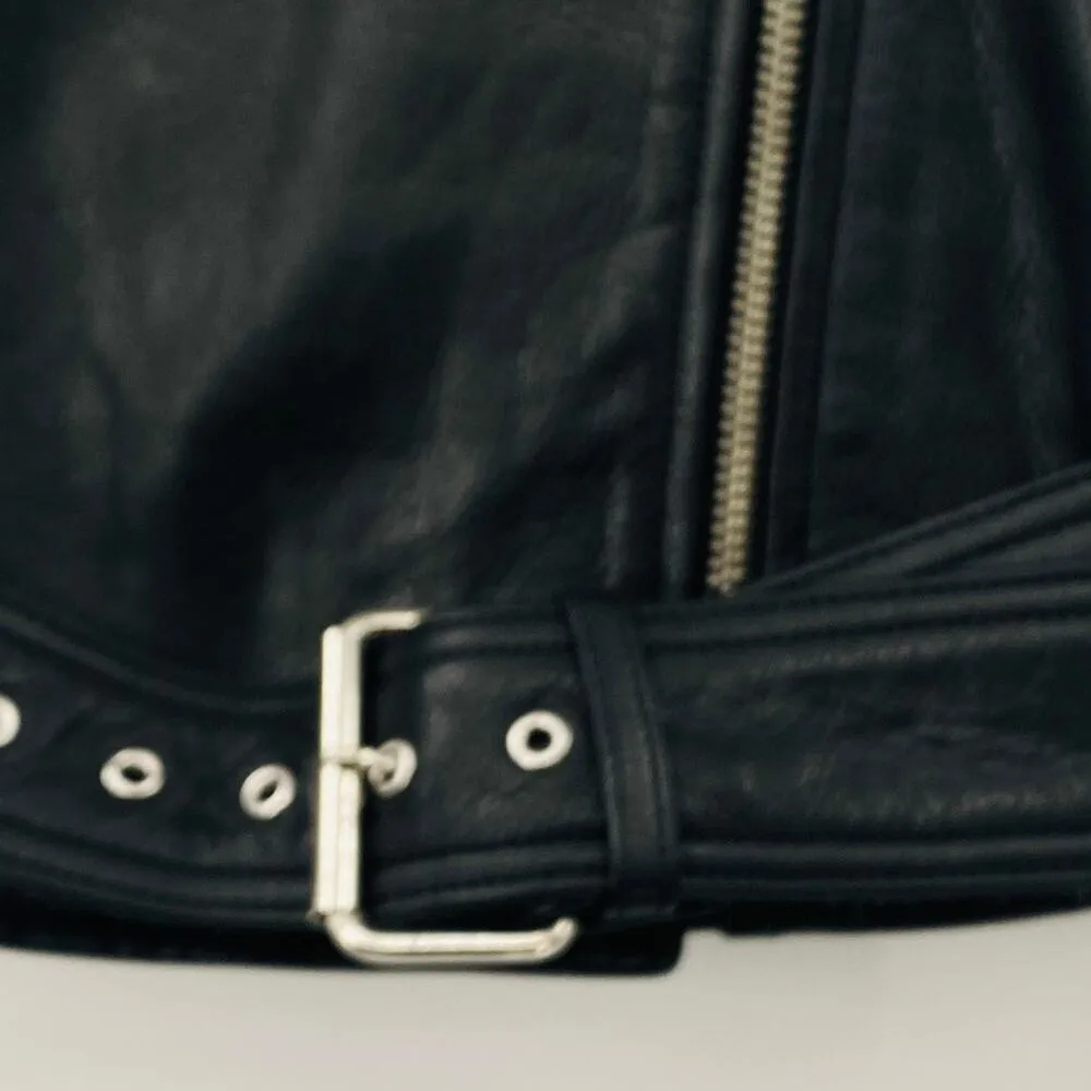 NEW Madewell Motorcycle Biker Jacket Women Ultimate Black Soft Leather XS Grunge - Image 11