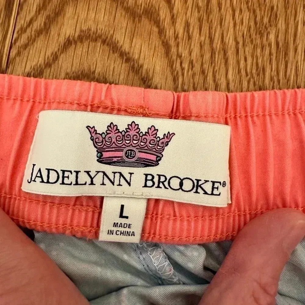 JADELYNN BROOKE Palm Leaf Running Athletic Shorts size Large Pink Blue Green - Image 3