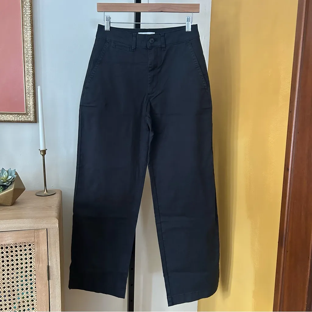 Everlane Organic Cotton Wide Leg Chino Pants Minimalist Casual Black NEW Size 0 - Image 2