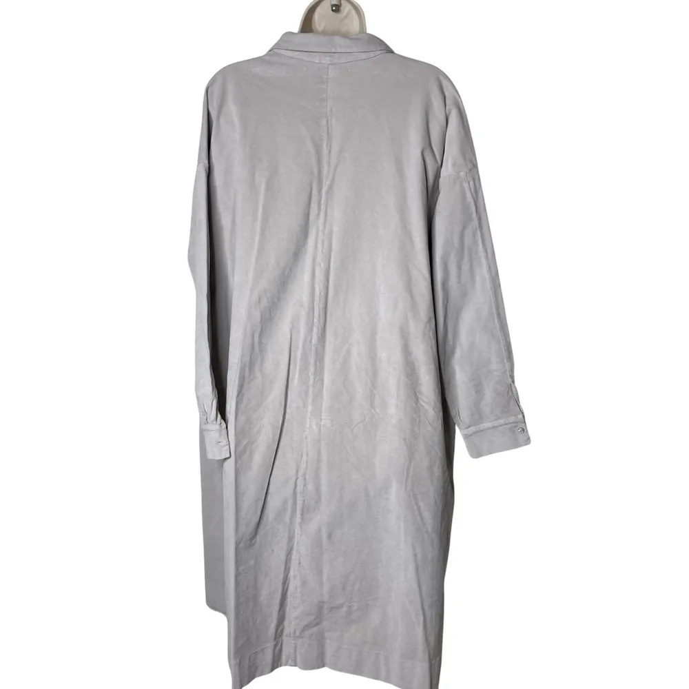 ALBUM DI FAMIGLIA Light Grey Velvet Collar Oversized Button Front Shirt Dress S - Image 5