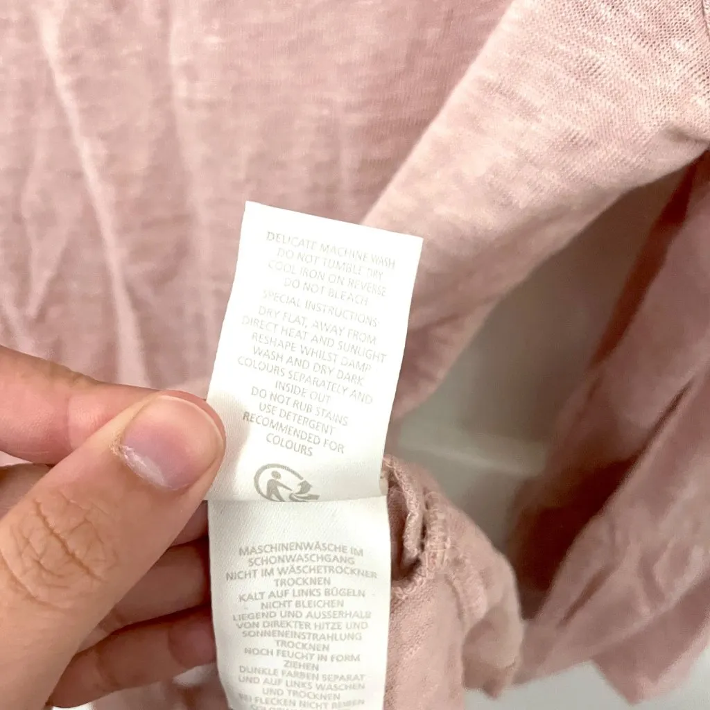 NWT Boden Light Pink Linen Flare Peplum Jersey 3/4 Sleeve Top Size S J0201 - Image 6