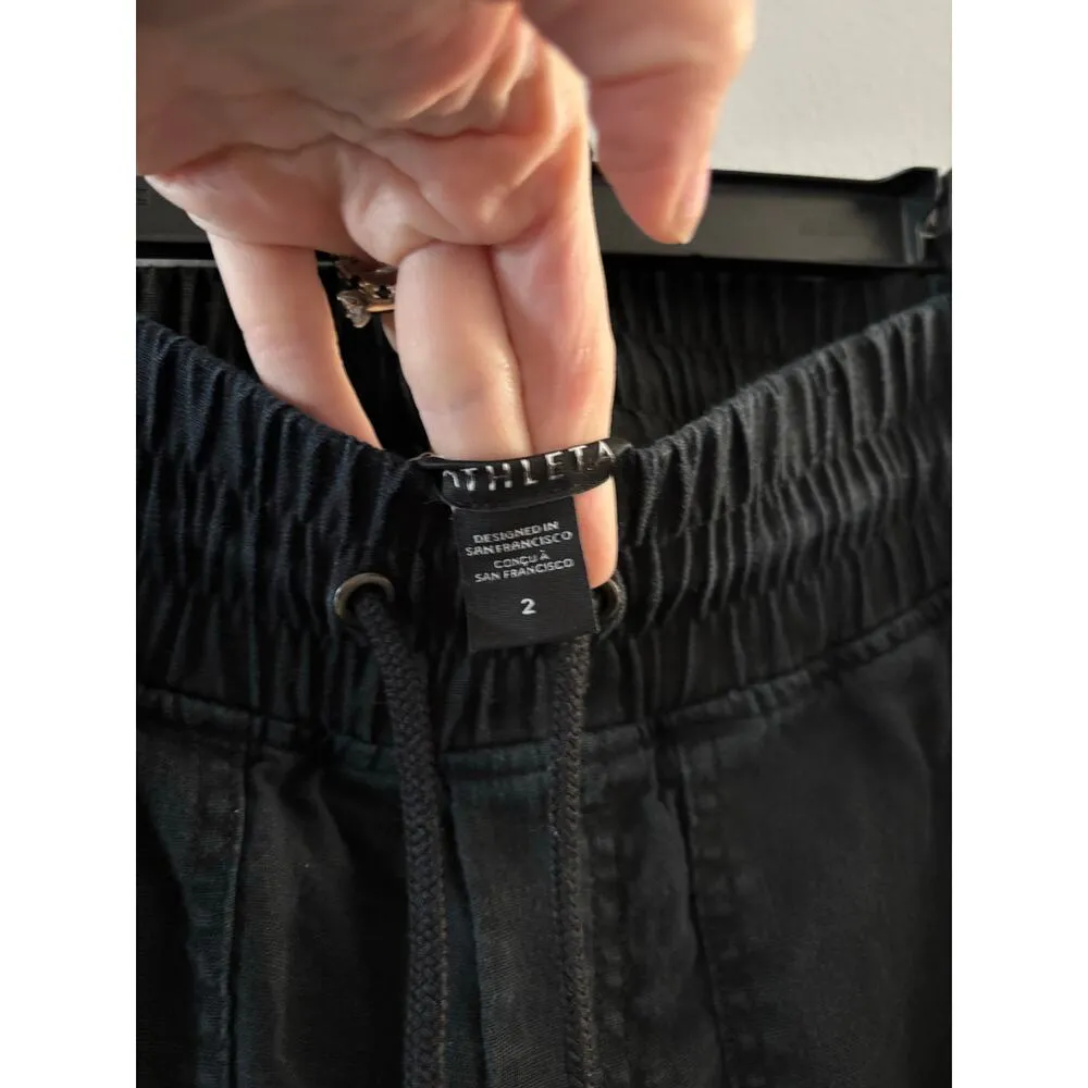 Athleta Cabo Wide Leg Pants Size 2 Black Linen Lightweight Beachy Minimalist - Image 3