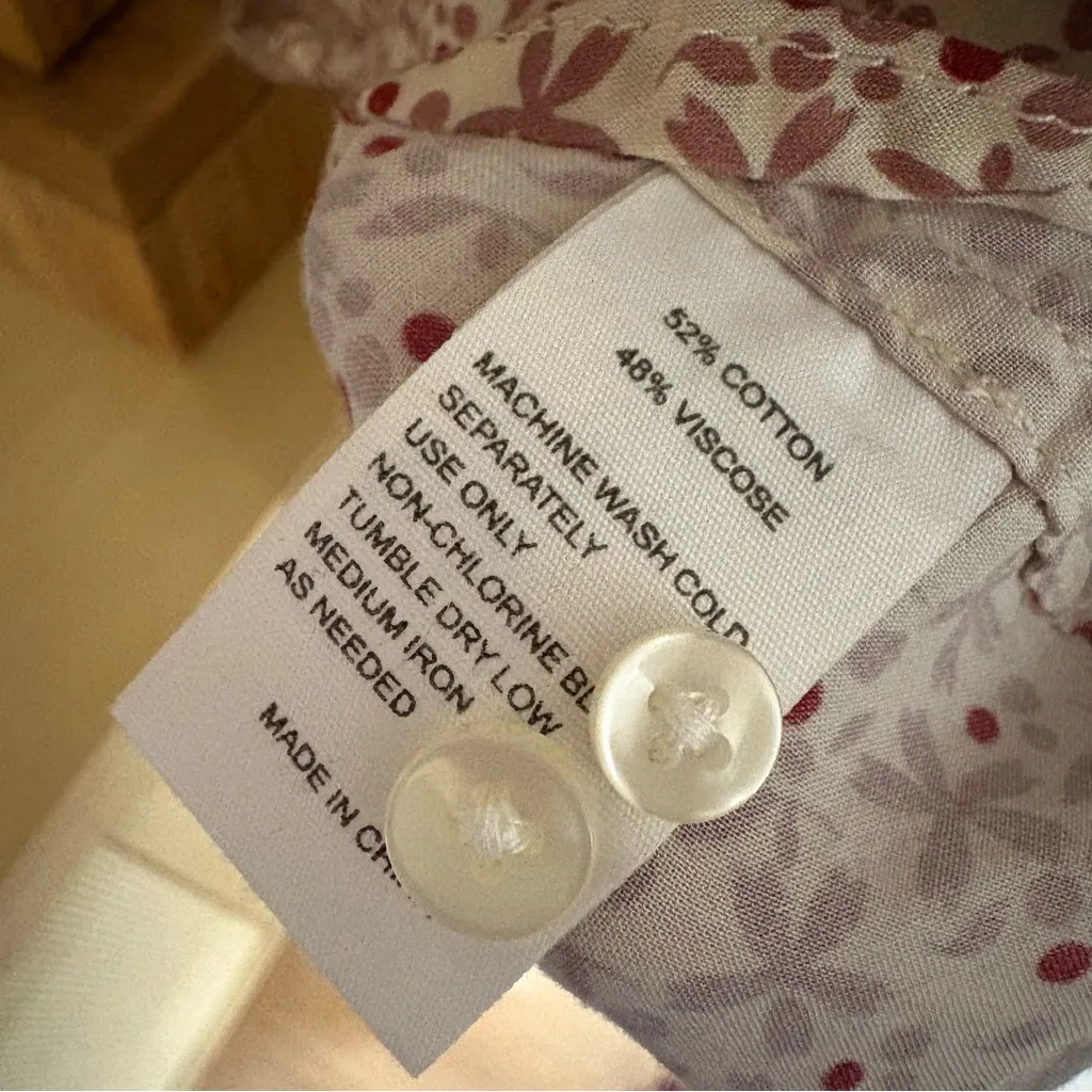 TROVATA BIRDS OF PARADIS Floral Print Button Down Long Sleeve Top Size Small - Image 6