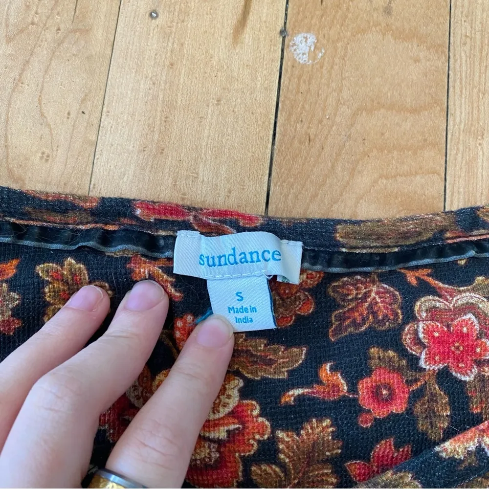 Sundance Black Cordelia Bloom Cotton Henley Thermal Top Onyx floral - Image 4