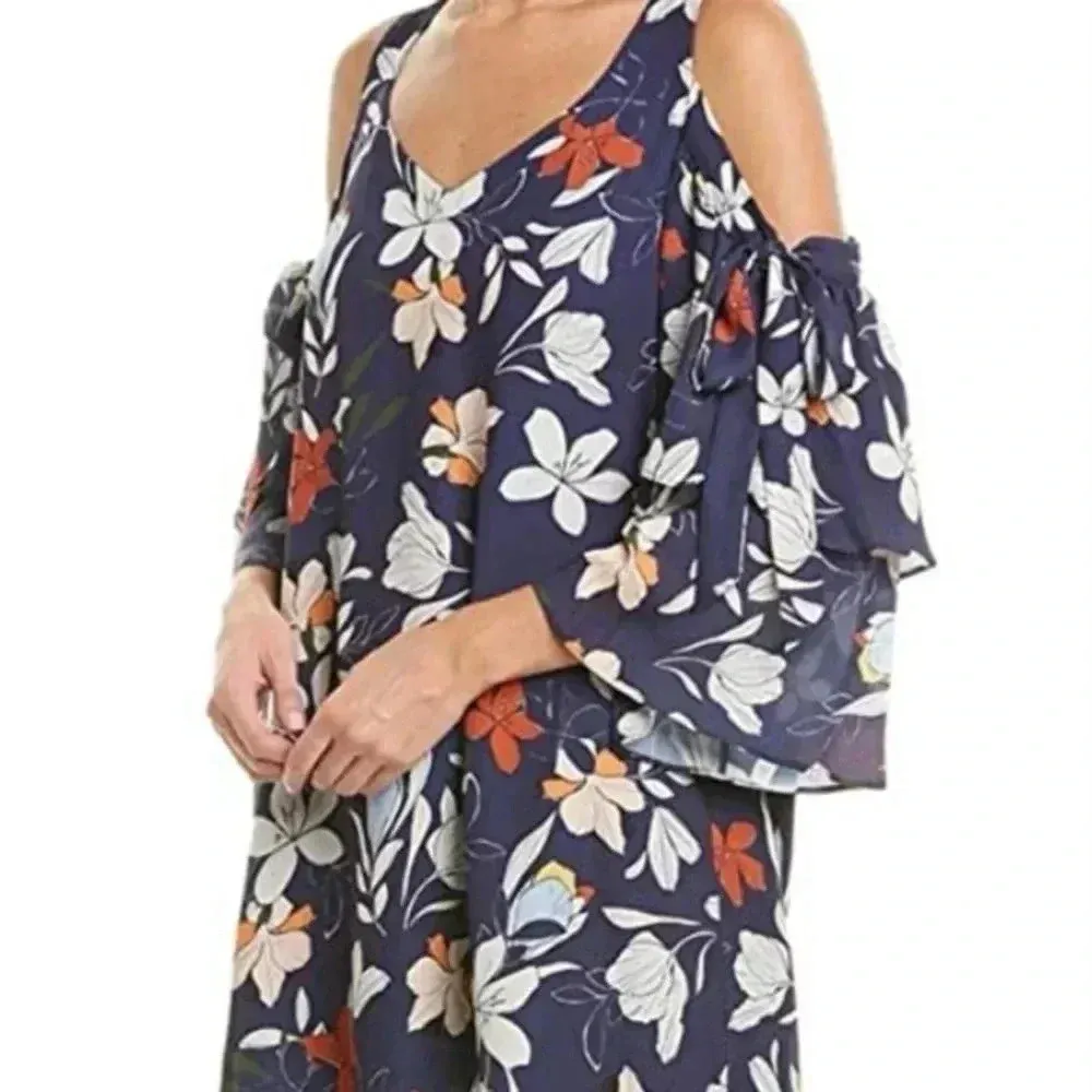 Parker Moondance Floral Cold Shoulder Ruffle Bell Sleeve Dress Size XS NWT - Image 3