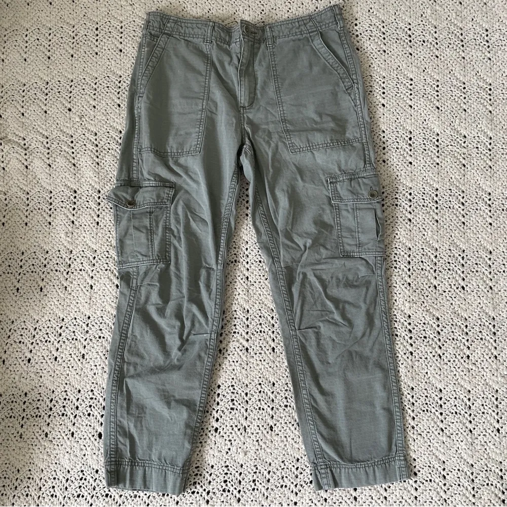 Anthropologie Jennie Ripstop High Rise Cargo Cotton Pants Green (Size 28) Cotton - Image 2
