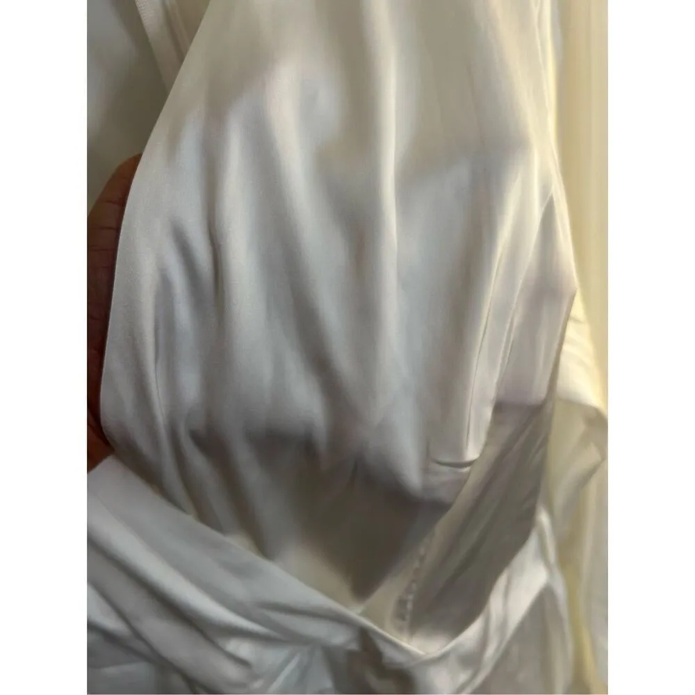 NEW white Satin Wrap Midi Dresses White XL - Image 4
