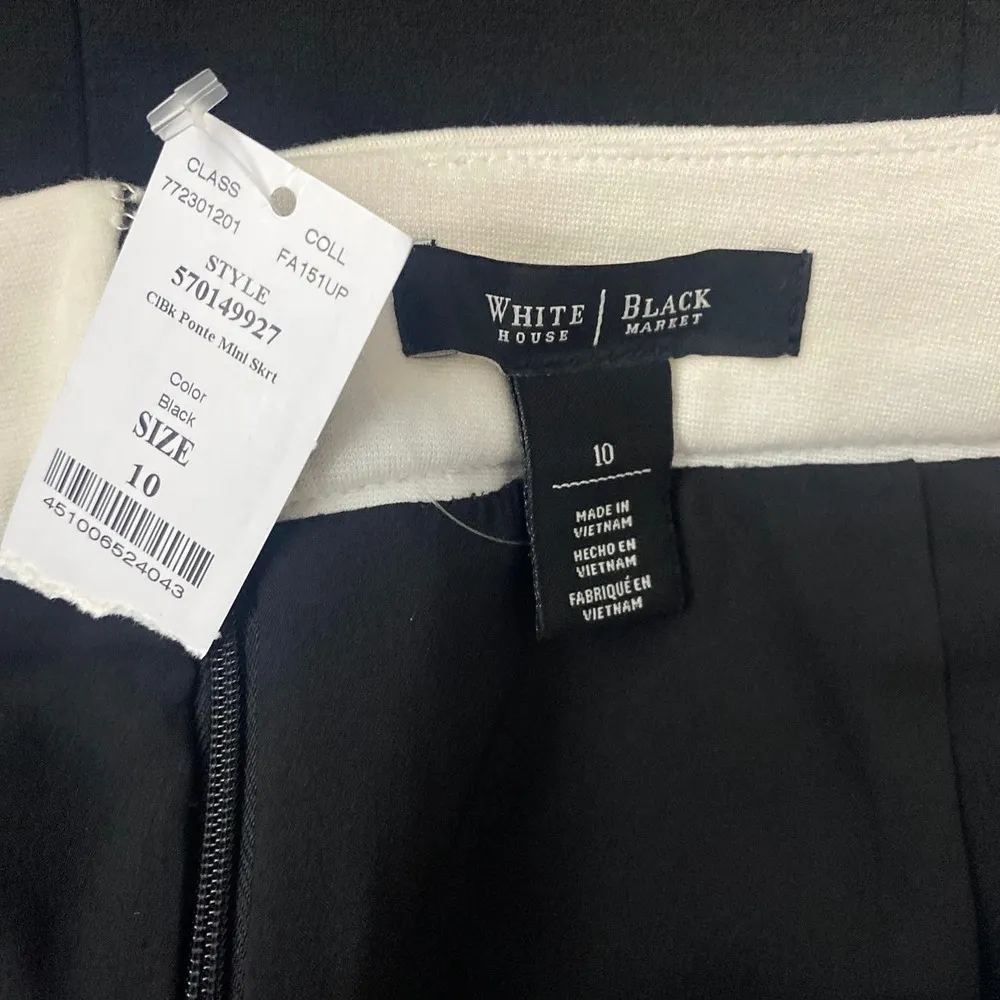 White House Black Market Ponte Black Mini Skirt women sz 10 - Image 4