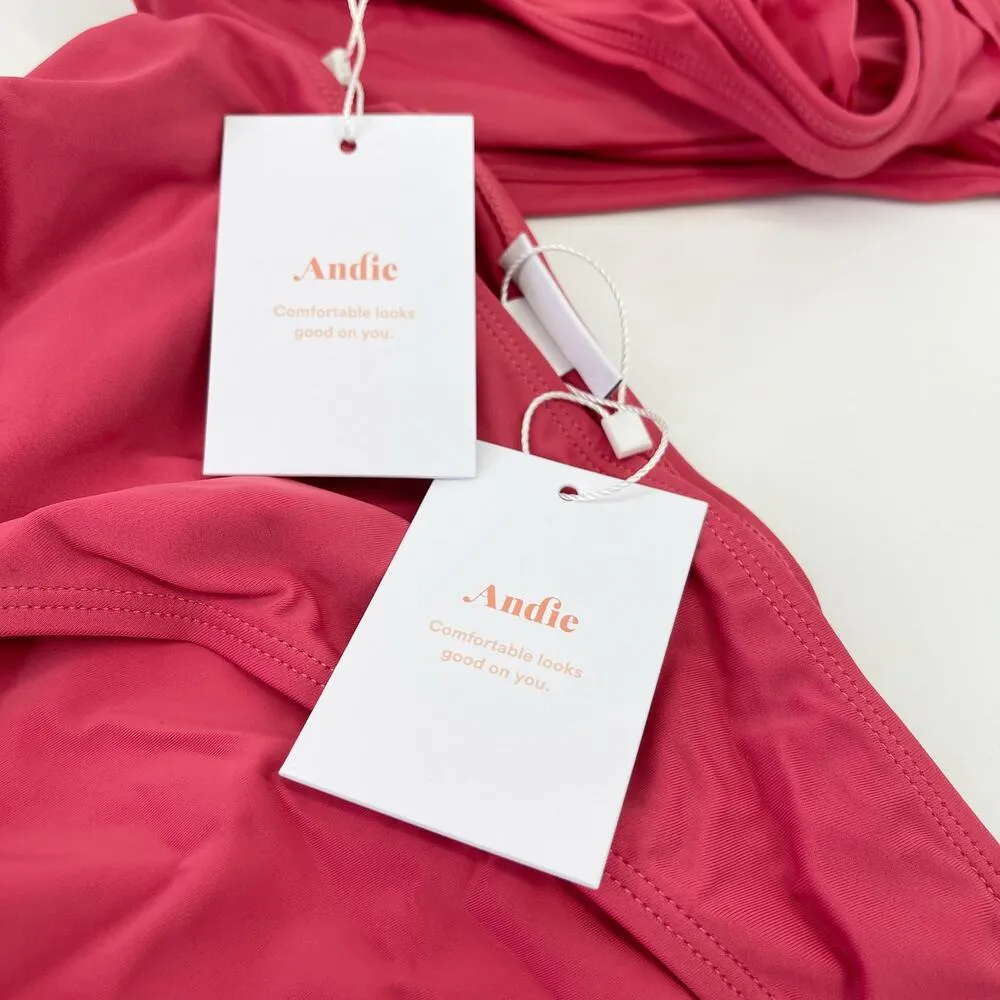 Andie Swim The Hydra Ruffle Bikini in Rosette Pink Size XL NEW - Image 5